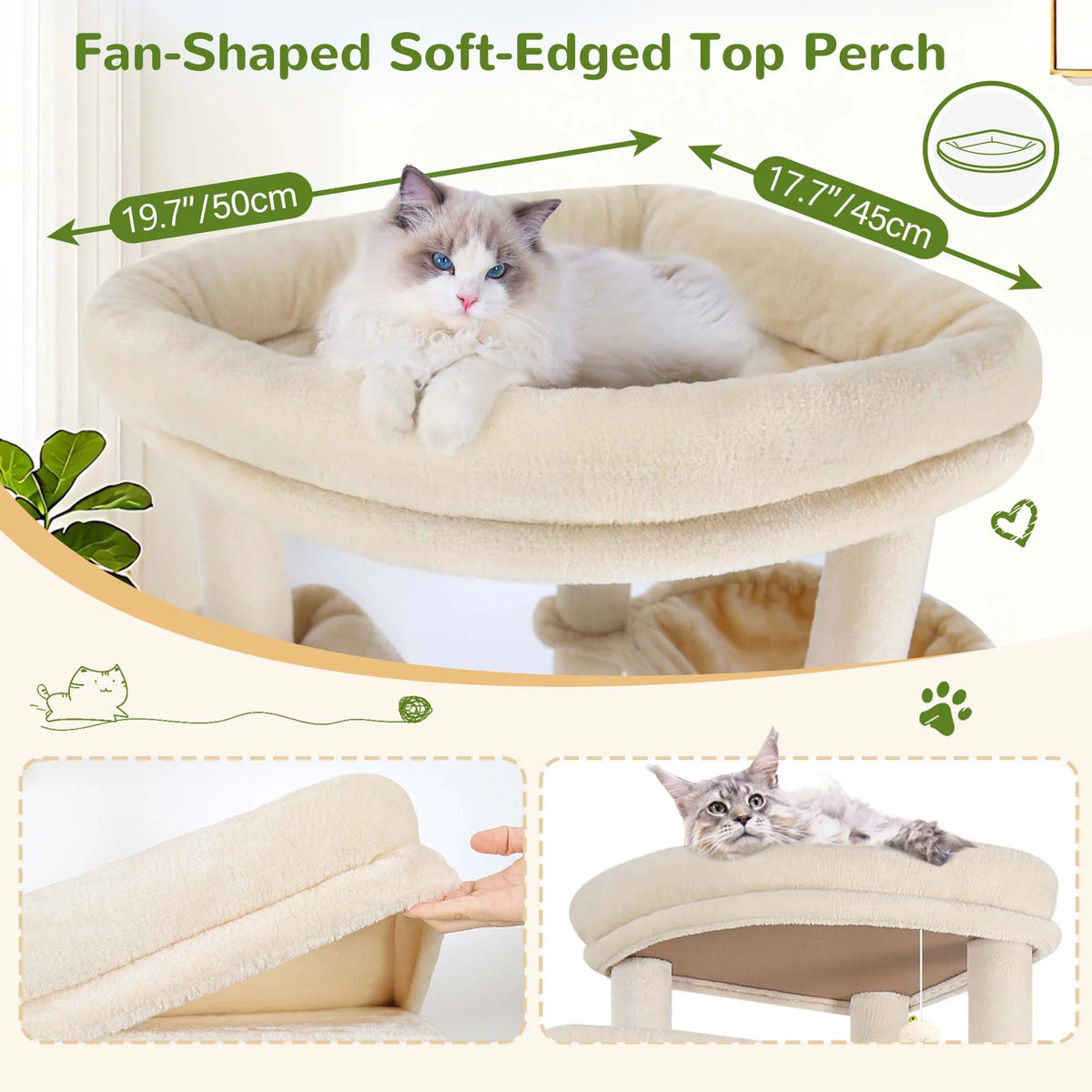 Globlazer 84" Floor to Ceiling Cat Tree Tower for Multiple Large Cats Adjustable Multi-Level Climbing Activity Center with Sisal Scratching Posts 2 Condos 3 Hammocks