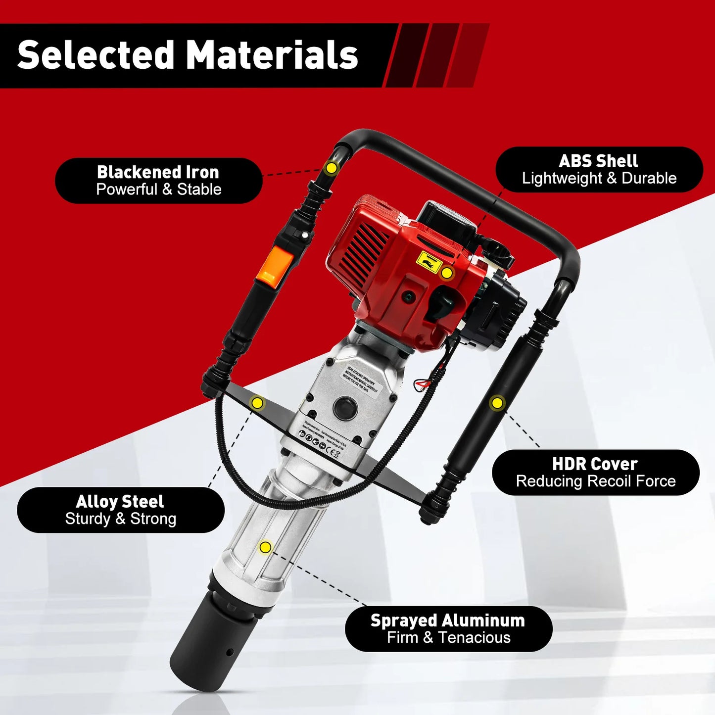 52Cc Petrol 1900W Two Stroke Pile Driver For Fencing