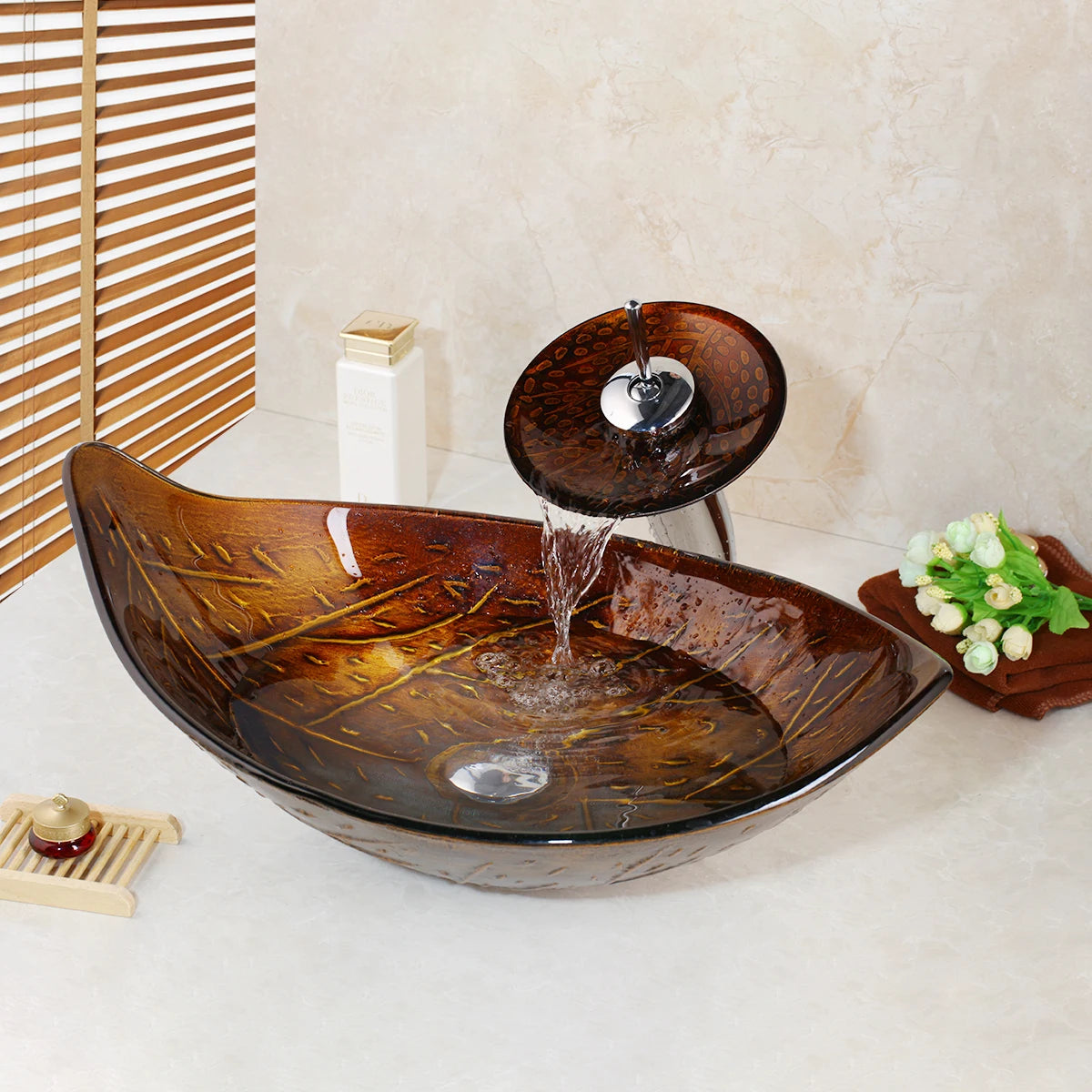 Torayvino Bathroom Vessel Sink With Tempered Glass Bowl And Faucet