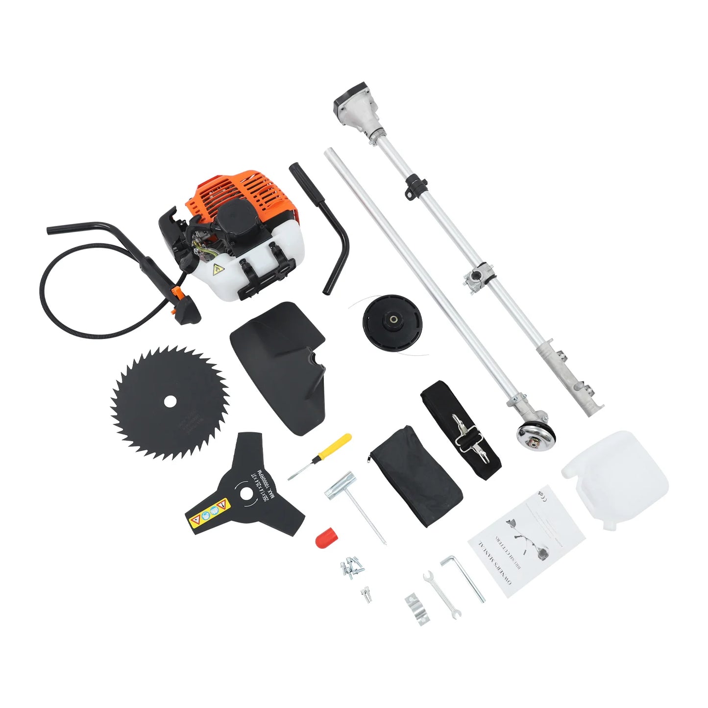 Gas Weed Trimmer 42.7cc 2 Stroke Brush Cutter With 3 Heads