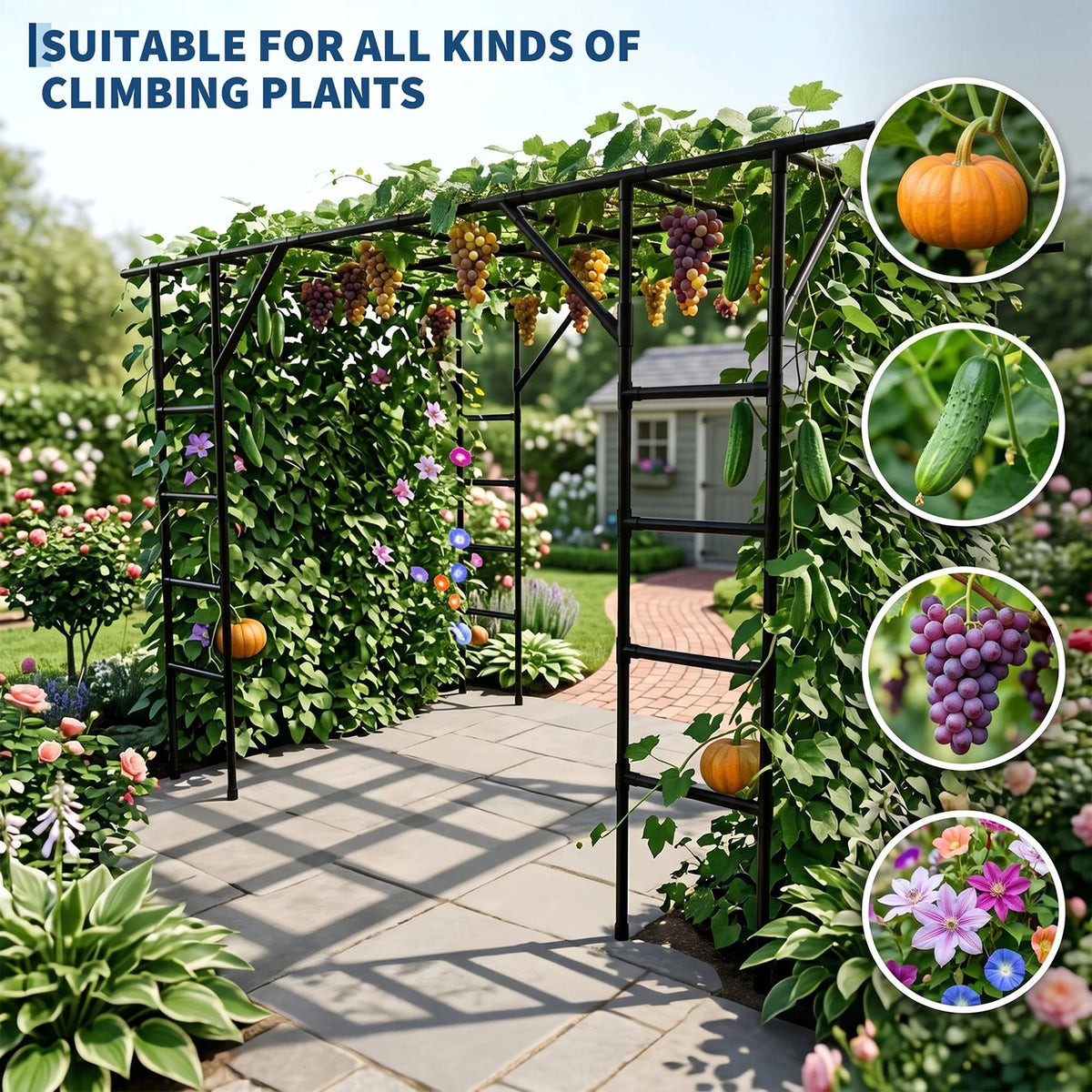 HiMISS Heavy Metal Garden Arch Plant Trellis For Climbing Vines