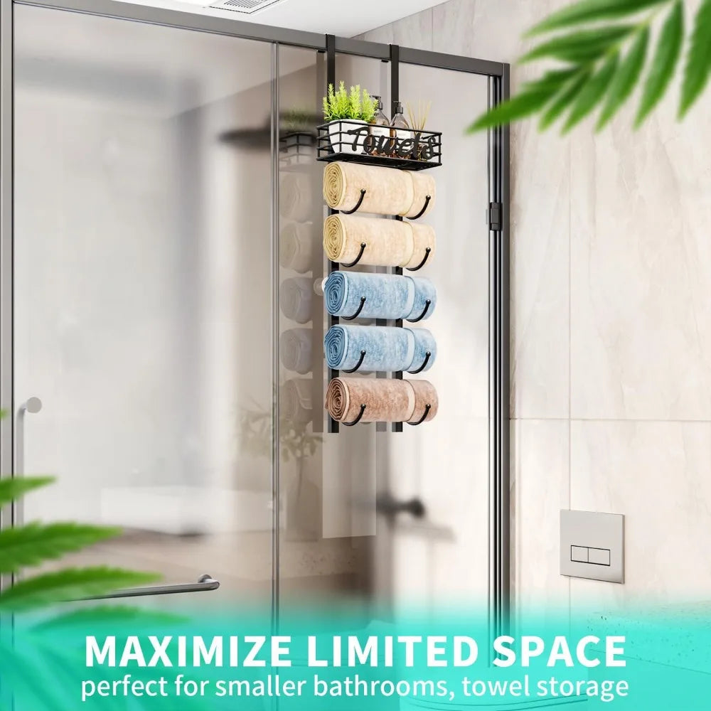 NBVCX 6 Tier Over Door Towel Storage Organizer With Shelf