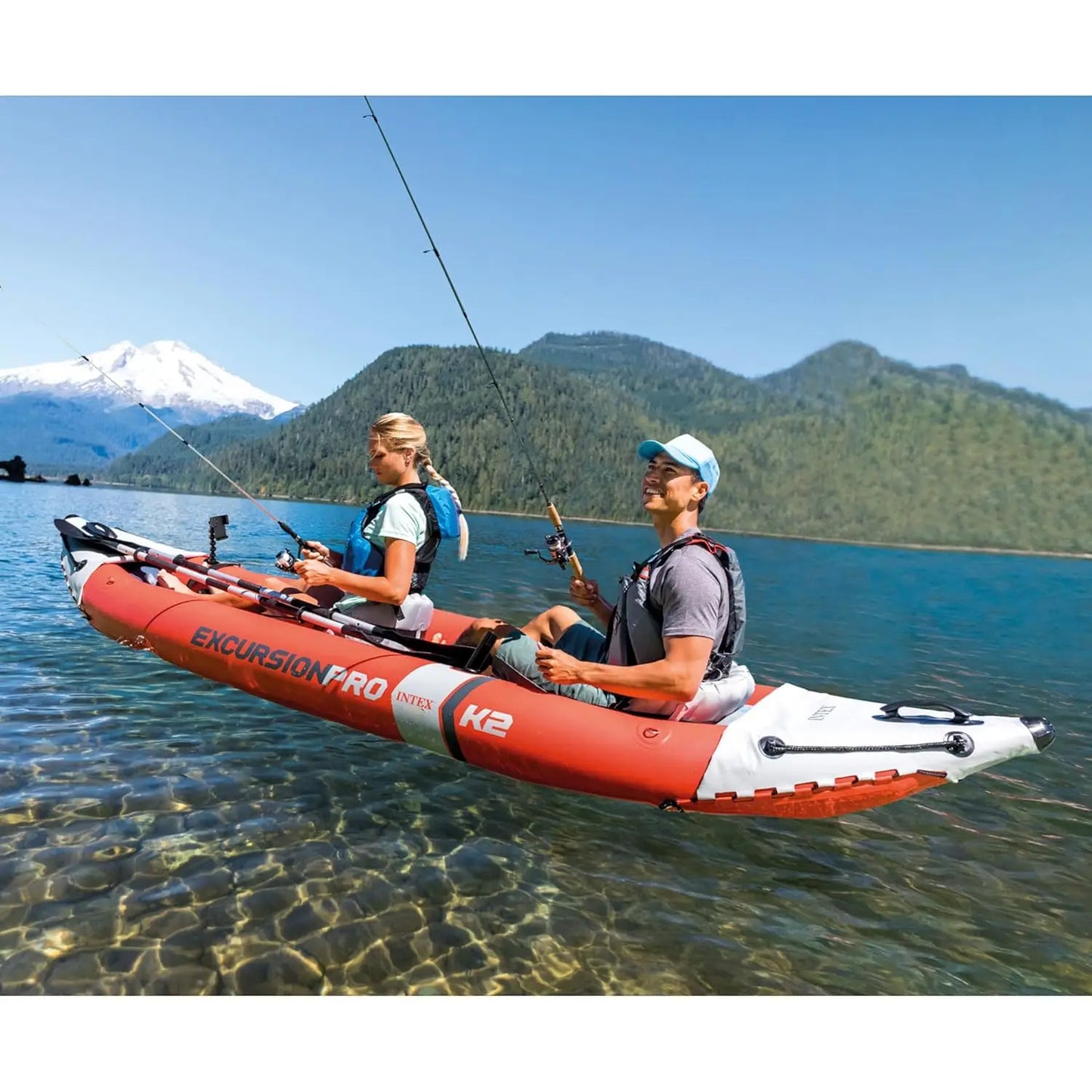 Excursion Pro K2 Inflatable Kayak Set With Deluxe Paddles And Pump