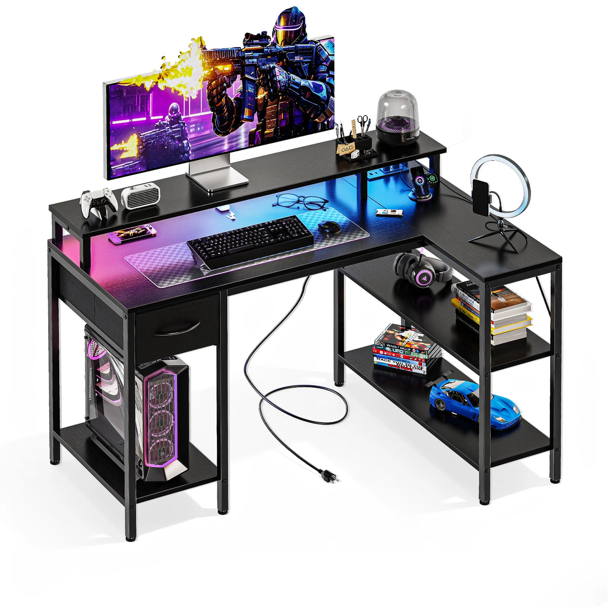 MCQ Ergonomic Standing Office Desk With Storage Shelves