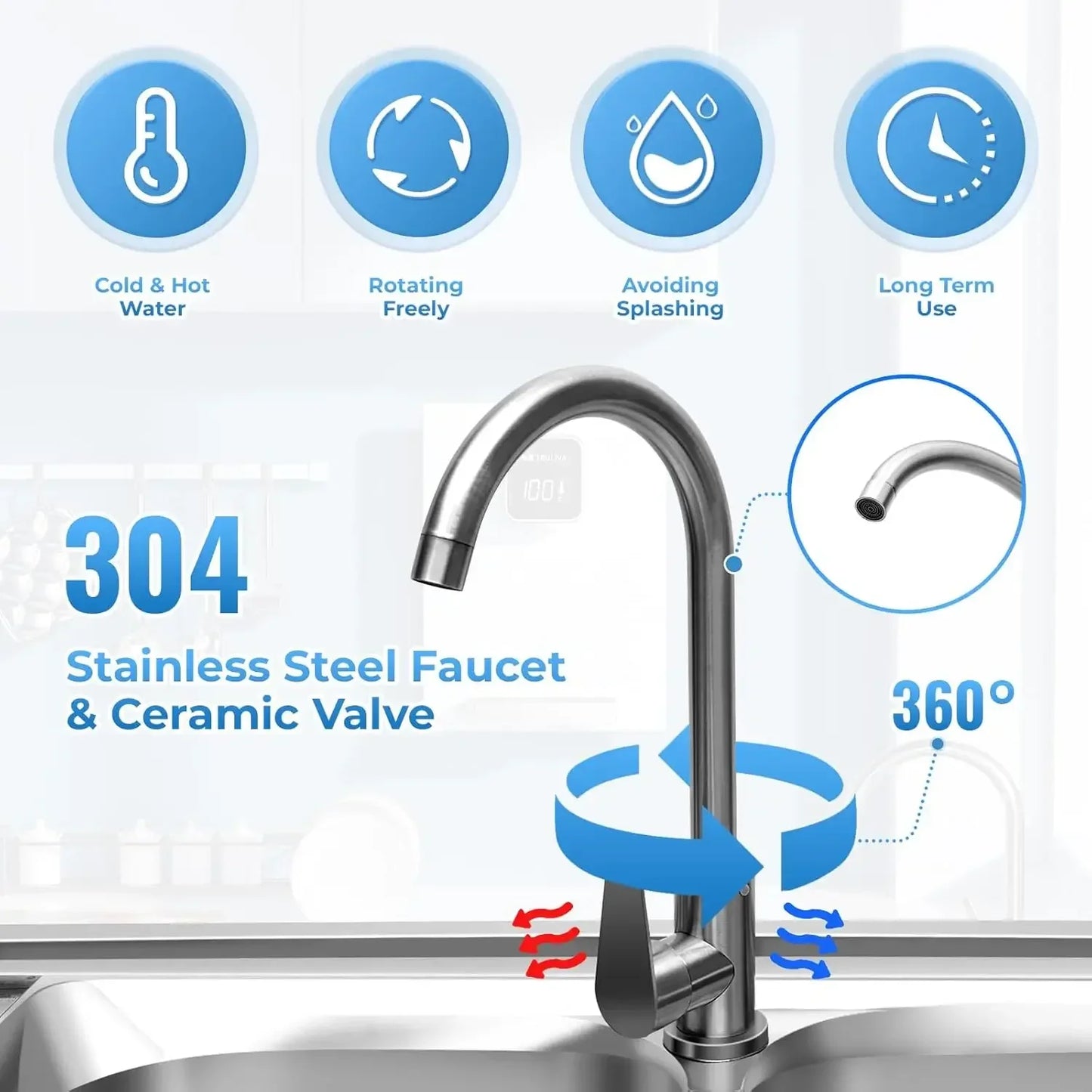 Heavy Duty 304 Stainless Steel Double Compartment Sink With Faucet