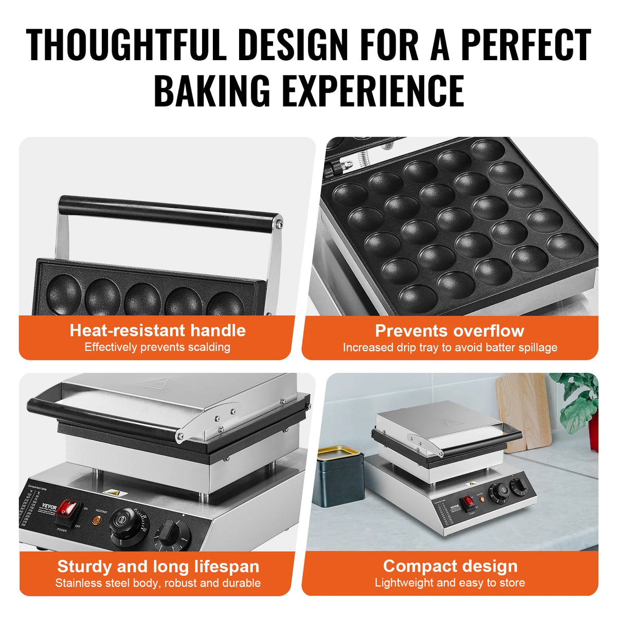 SucceBuy Electric Waffle Maker With Nonstick Surface And Temperature Control
