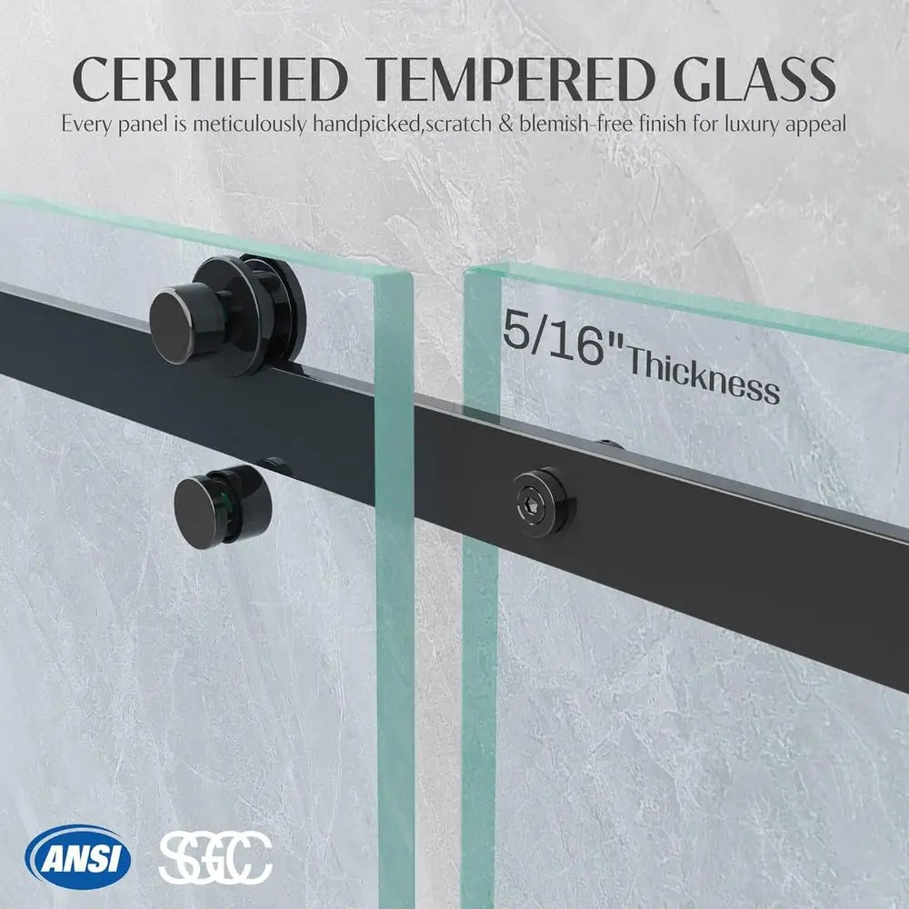 Reversible Single Panel Sliding Shower Door With Tempered Glass