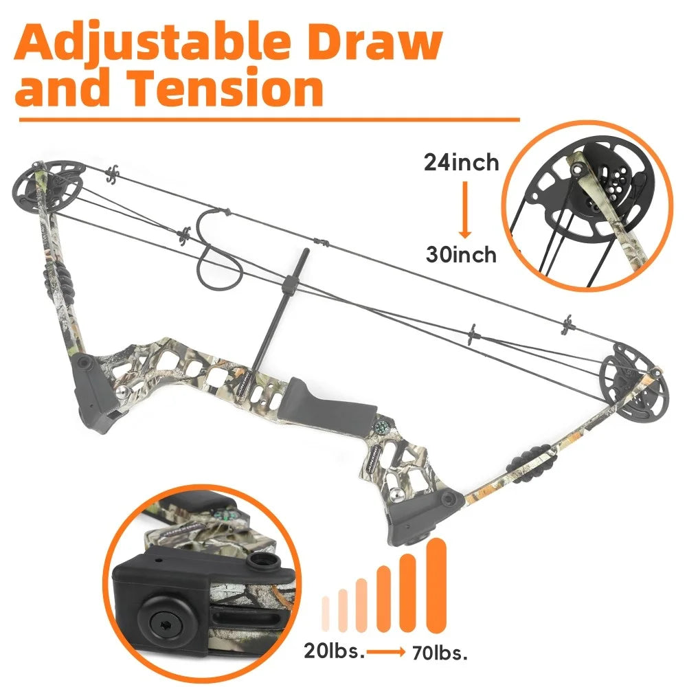 Adjustable Compound Bow For Hunting And Archery Target Shooting