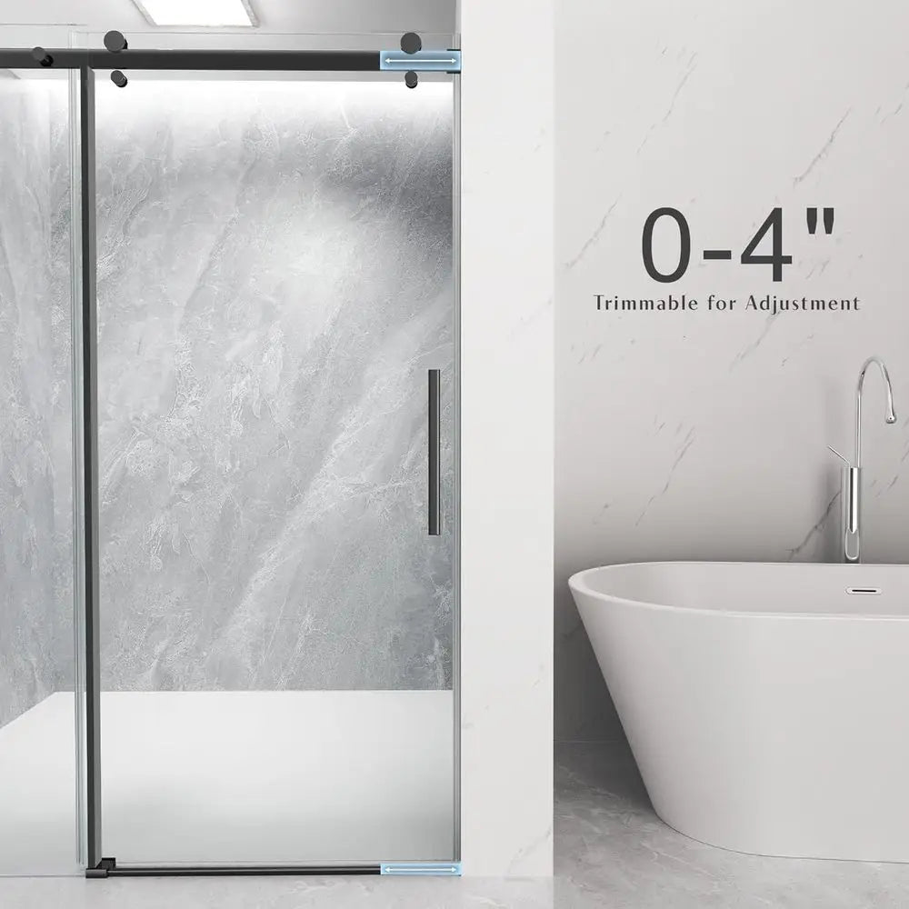 Reversible Single Panel Sliding Shower Door With Tempered Glass