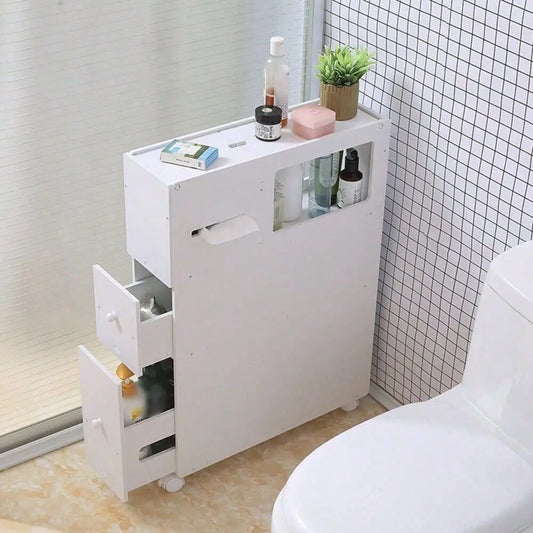 Free Standing Bathroom Floor Cabinet With Shelves And Storage