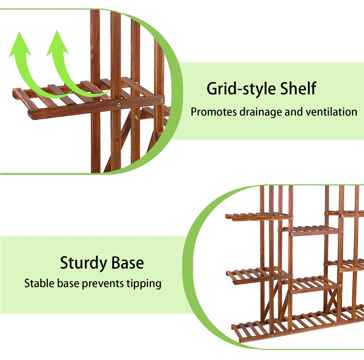 Wisfor Wooden Multi Tier Indoor Outdoor Plant Display Stand Shelf