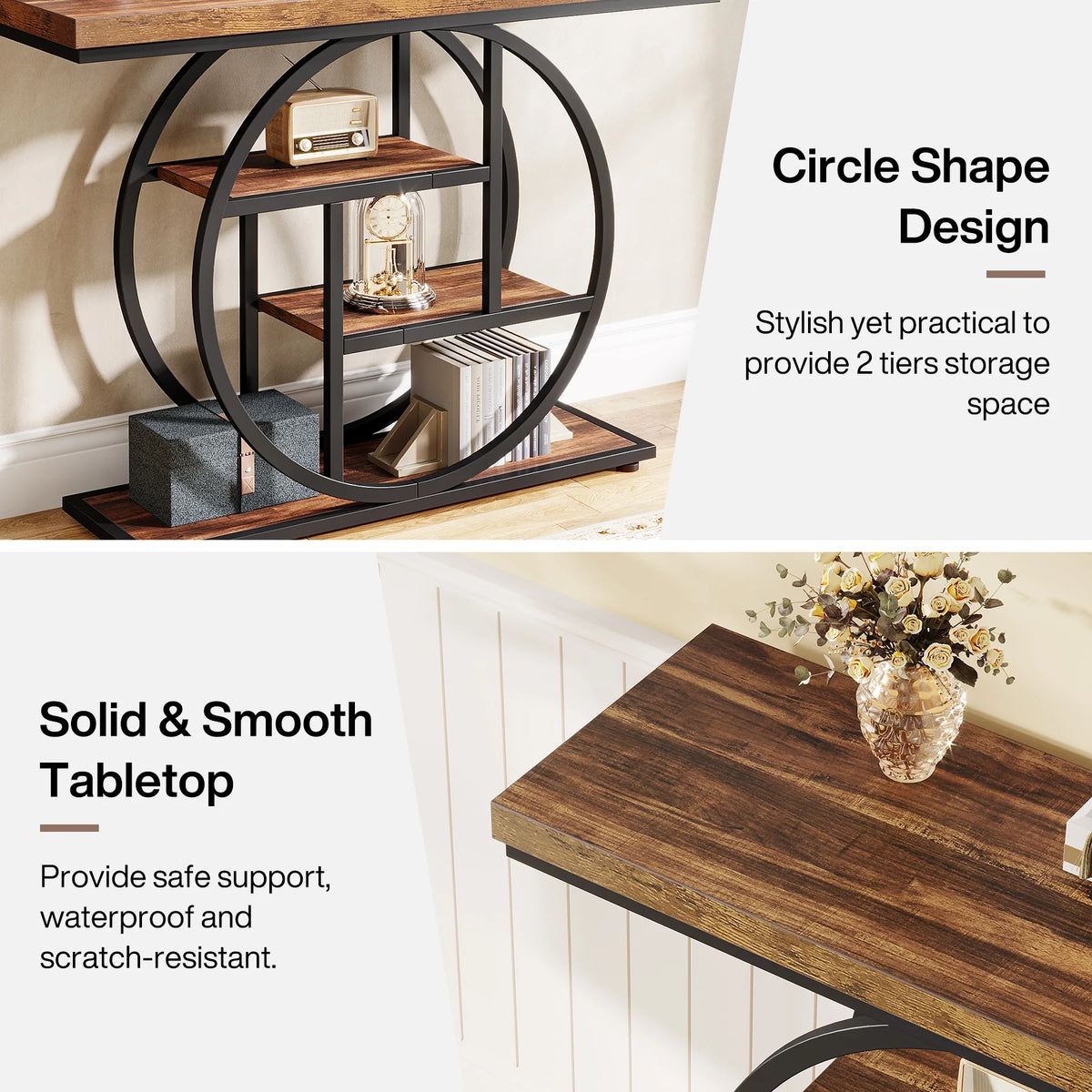 Tribesigns Industrial Four Tier Console Table With Entryway Storage