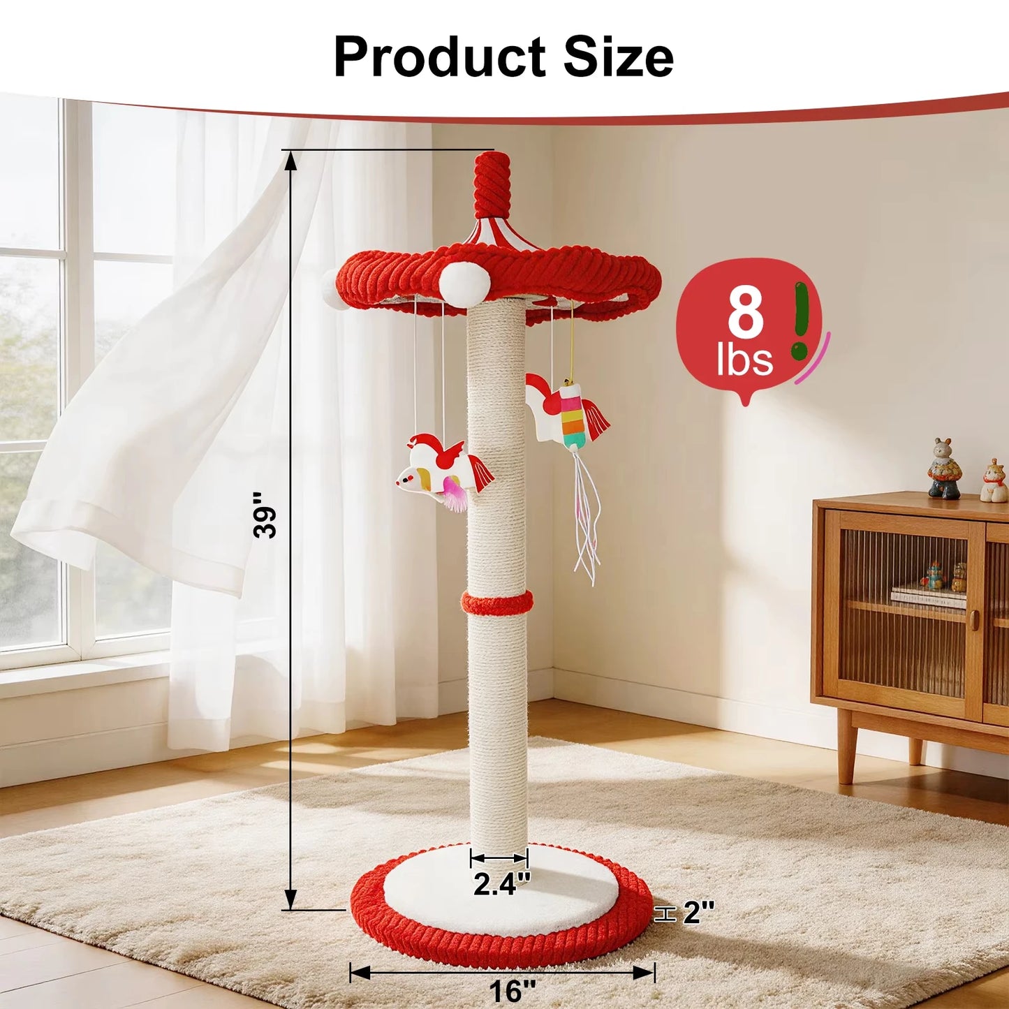 CWV Rotating Interactive Cat Scratching Post for Indoor Cats