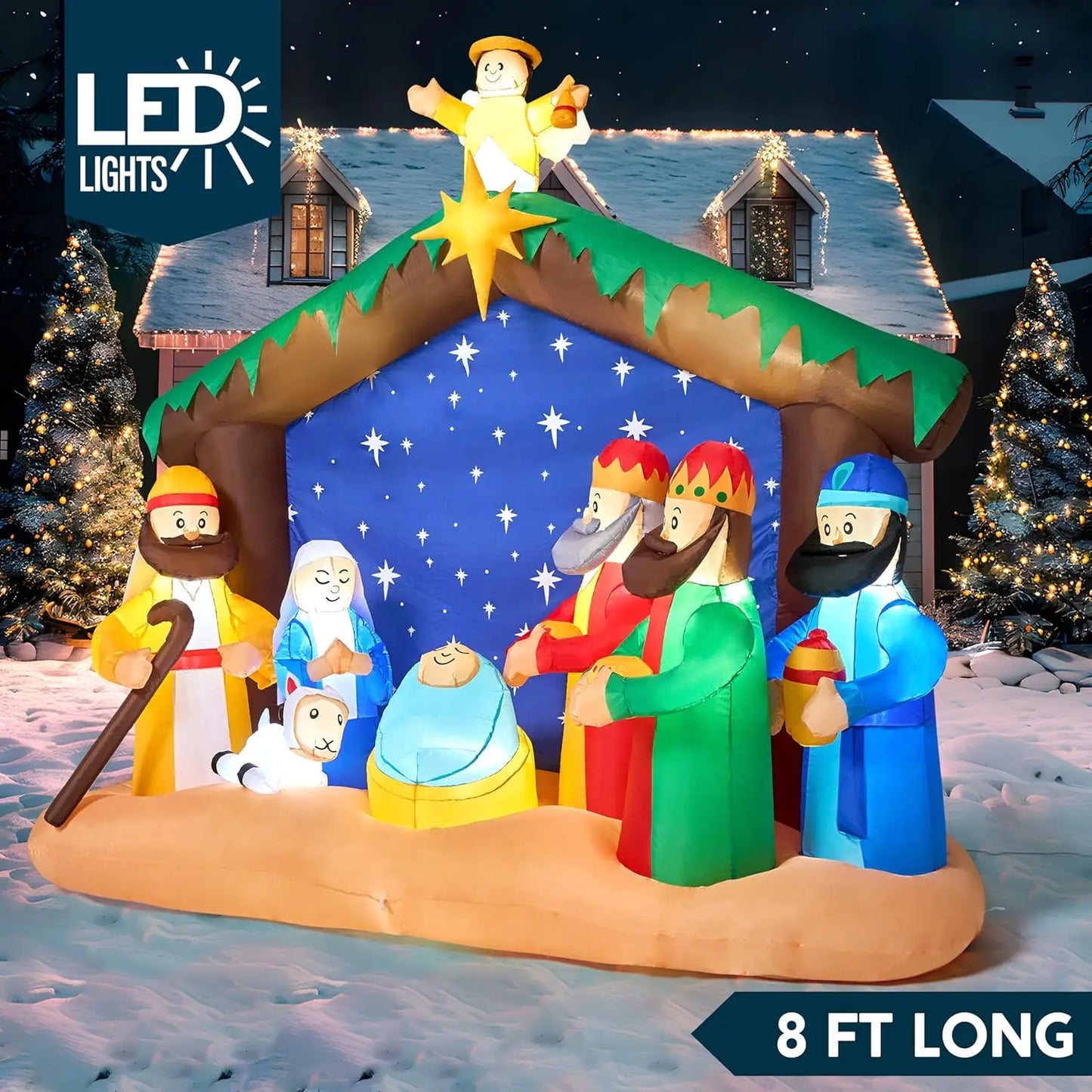 Joyfy Nativity Scene Inflatable With LEDs For Christmas Yard Decor