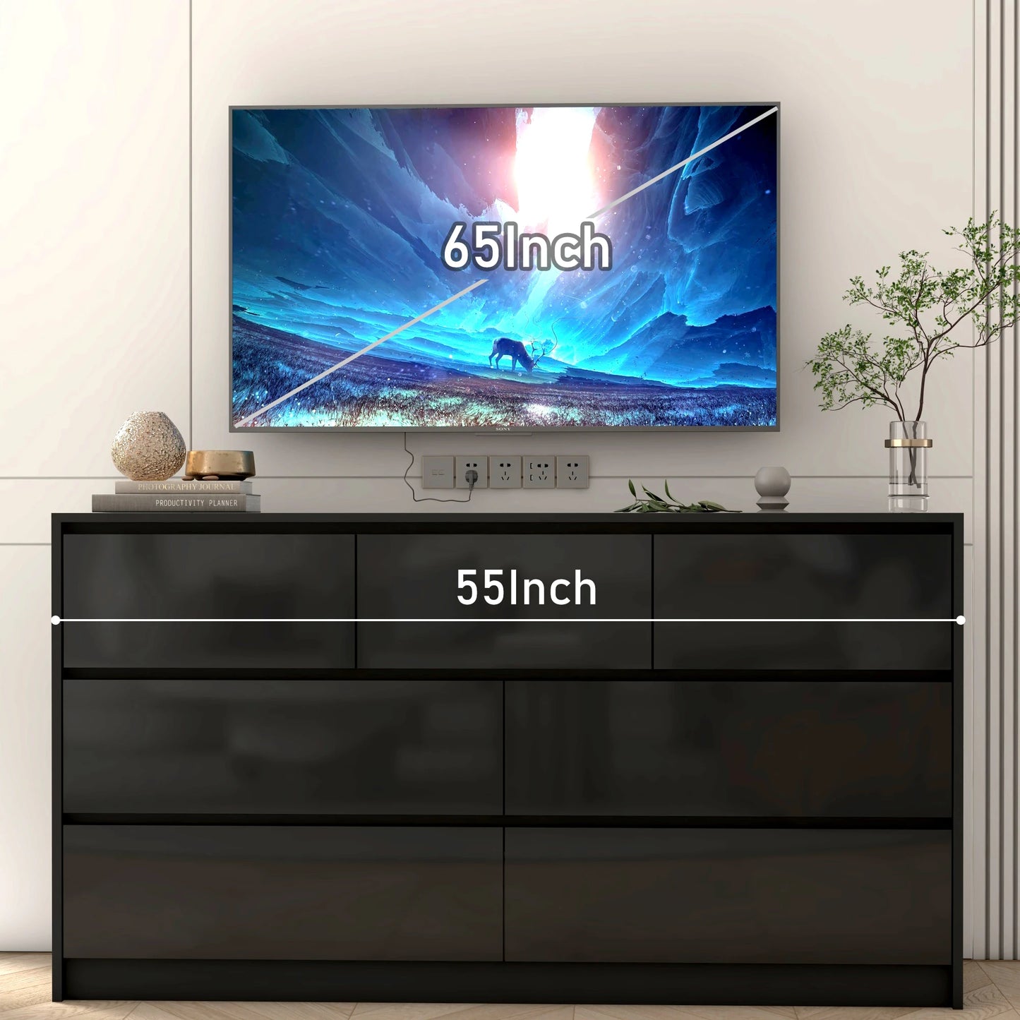 QiaoShiRen 7-Drawer Dresser, Modern Wooden Chest of Drawers