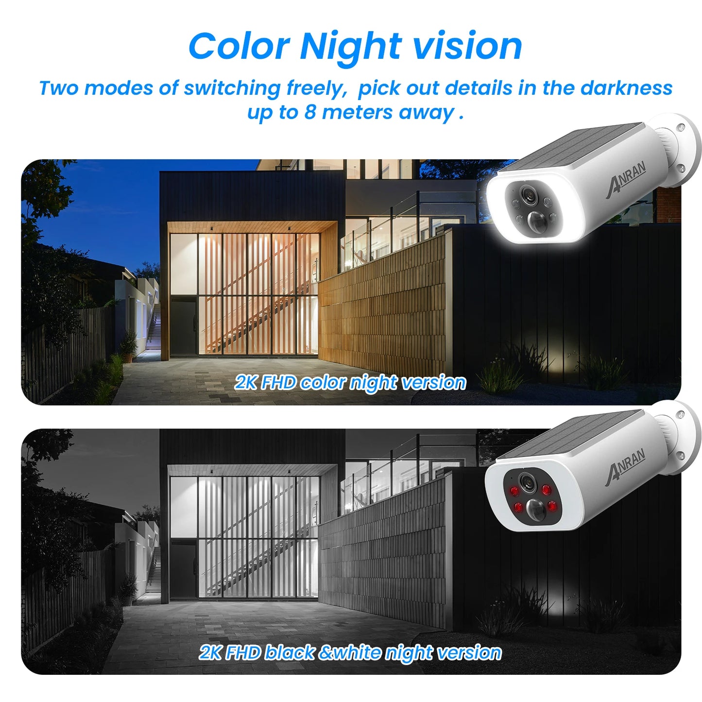 ANRAN 2K Solar Camera Set Quad Pack Home Security WirelessConnectivity