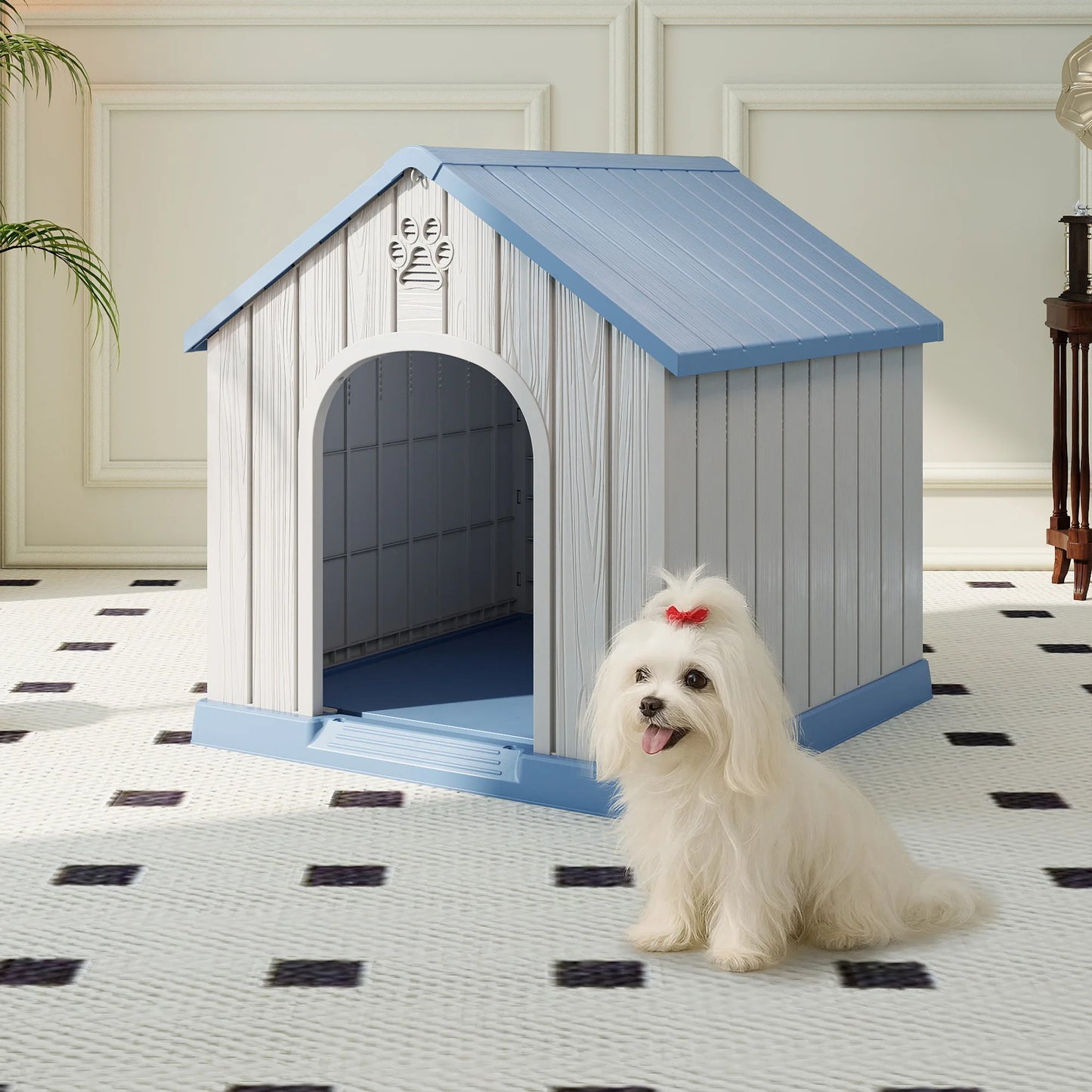 Plastic Dog House Weatherproof Indoor Outdoor Pet Shelter
