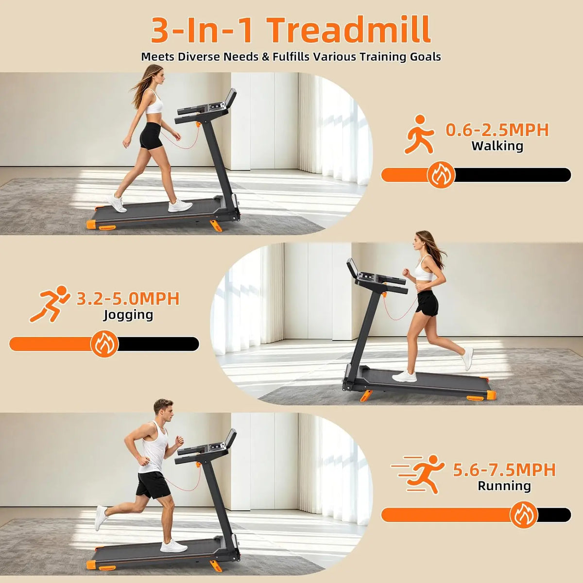 Folding Walking Pad Treadmill with 12 Percent Incline and App