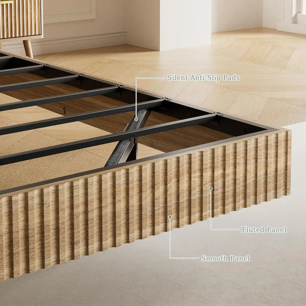 Queen Floating Bed Frame Set With Smart LED Lights Nightstands