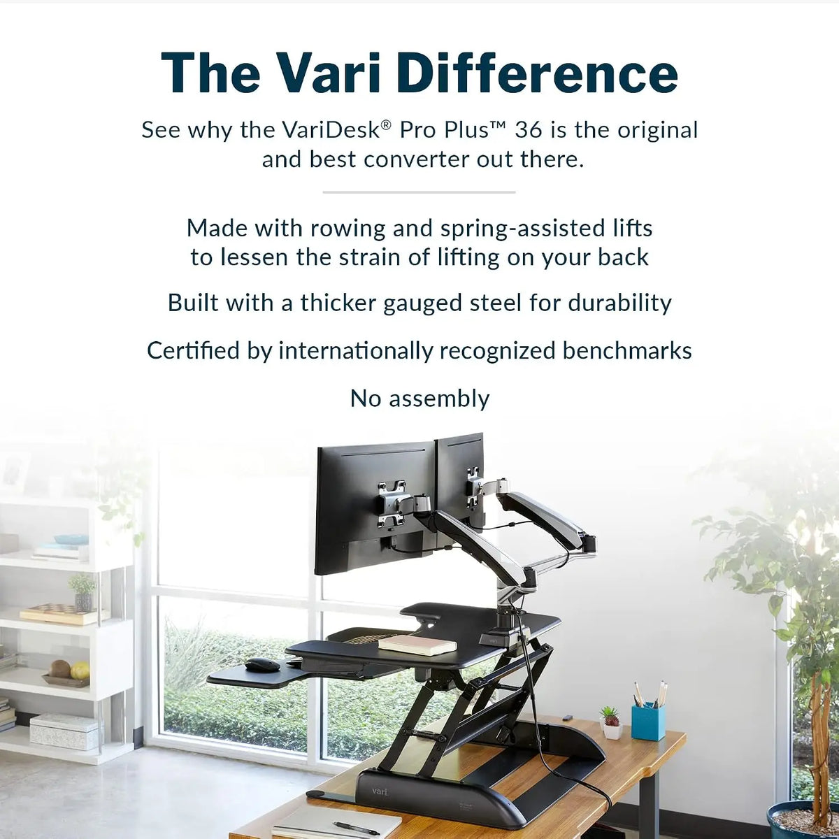 Adjustable Sit Stand Desk Converter With Multiple Height Settings