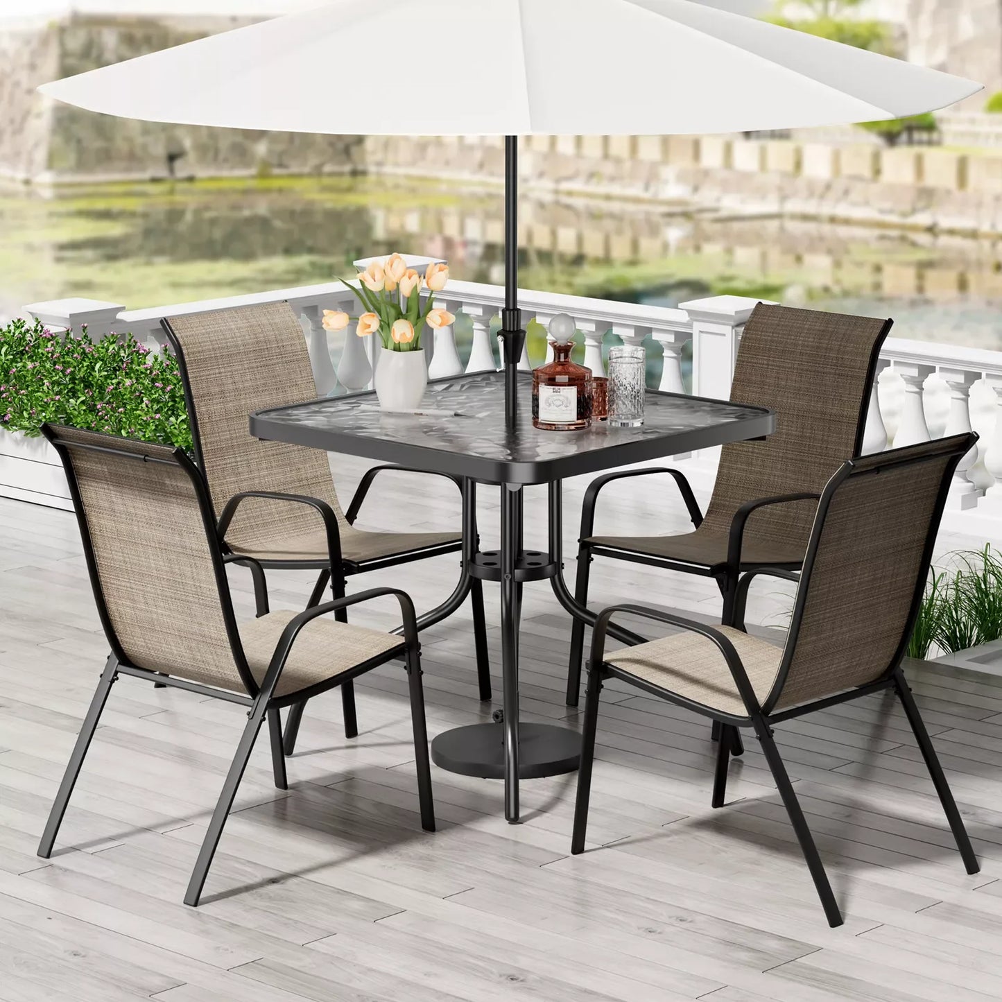 AuAg Patio Dining Set 5 Pieces All Weather Outdoor Furniture