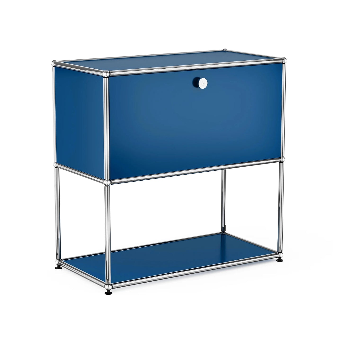 Modern Modular Nightstand Chrome Metal Frame 2 Tier Bedside Table