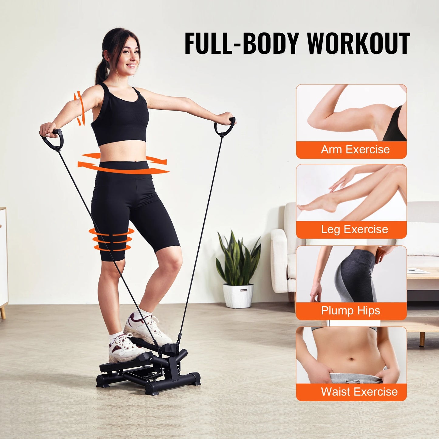 VEVOR Stair Stepper with Resistance Bands and LCD Monitor