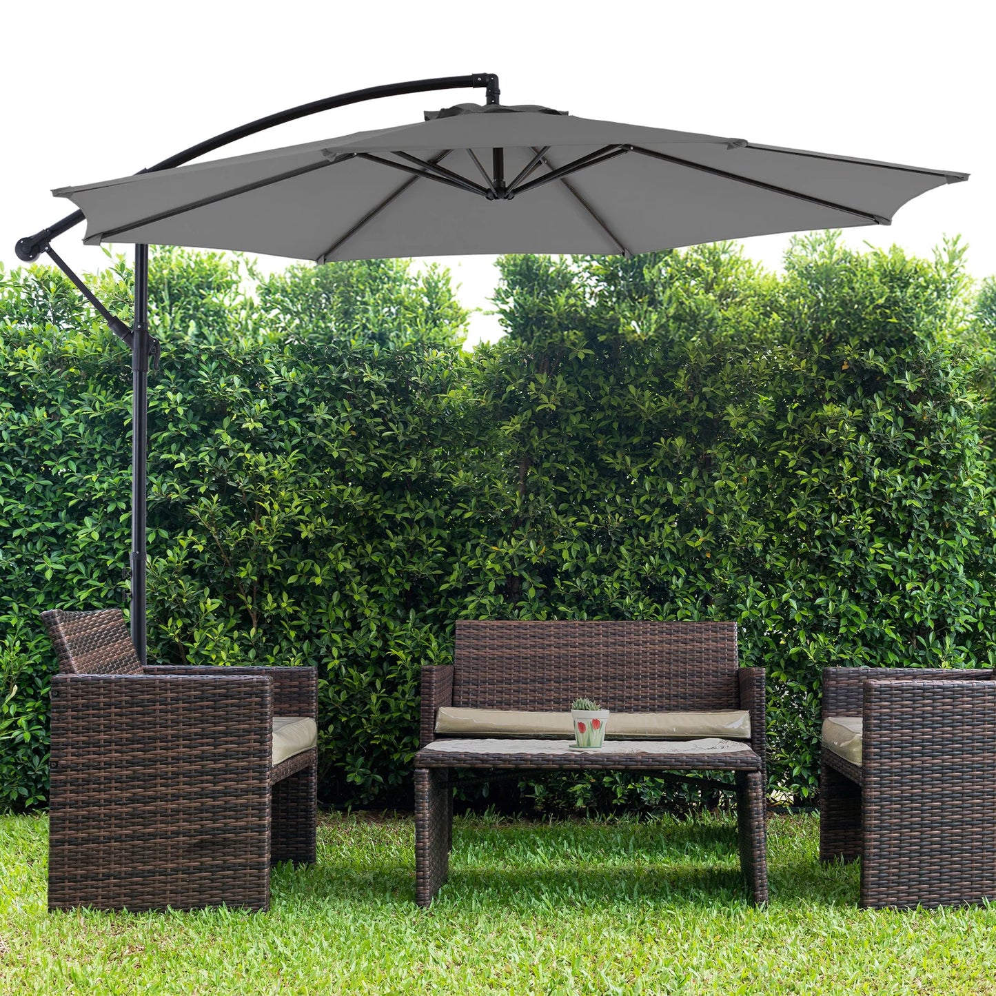JHK Cantilever Outdoor Umbrella With Easy Tilt Adjustment UV Protection