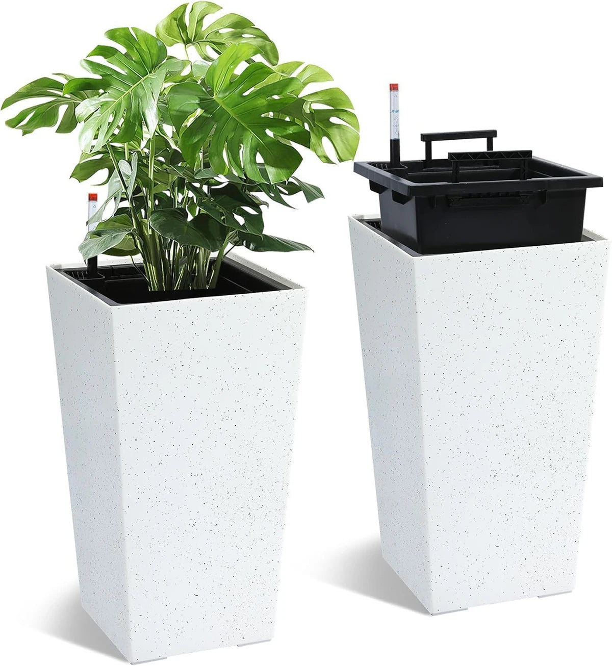 Twister Rectangular Planters With Drainage And Water Level Monitor