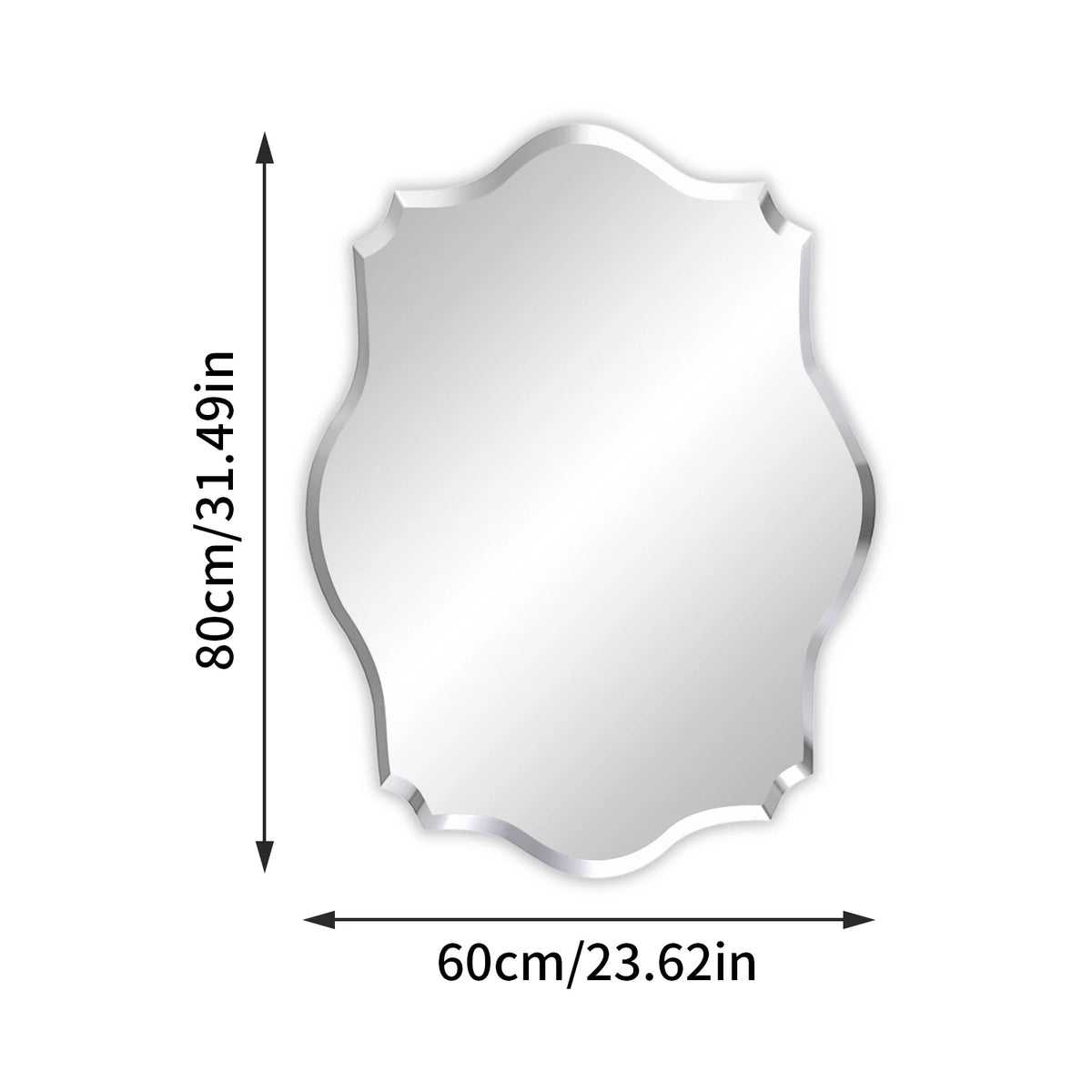 Wisfor Scalloped Frameless Beveled Edge Wall Mirror for Bathroom Vanity