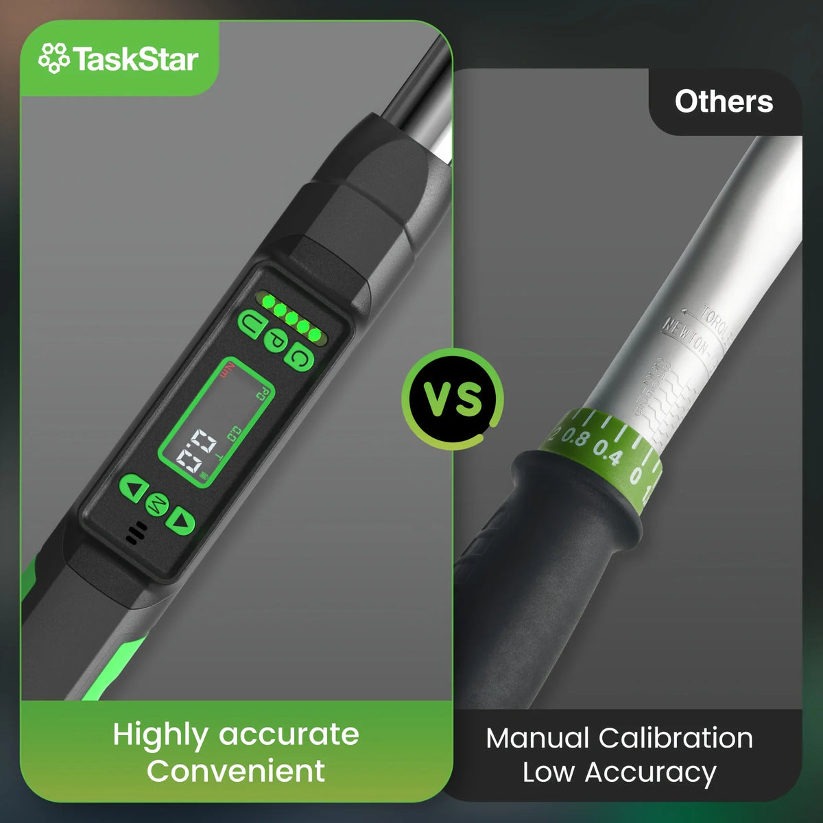 TaskStar Digital Torque Wrench 3/8-inch Driver ±2% Accuracy 0-220Nm/0-162ft-lbs Electric Torque Wrench with LCD Display, 1/4"&1/2" Adapter, Handheld Wrench Used For Motorcycle/Bicycle/Car Care