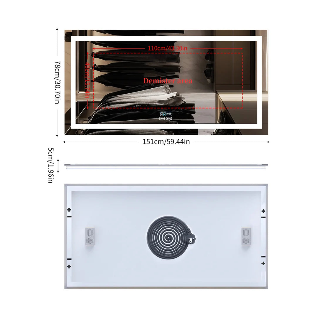 LUVODI Bluetooth LED Bathroom Mirror With Defogger And Speaker