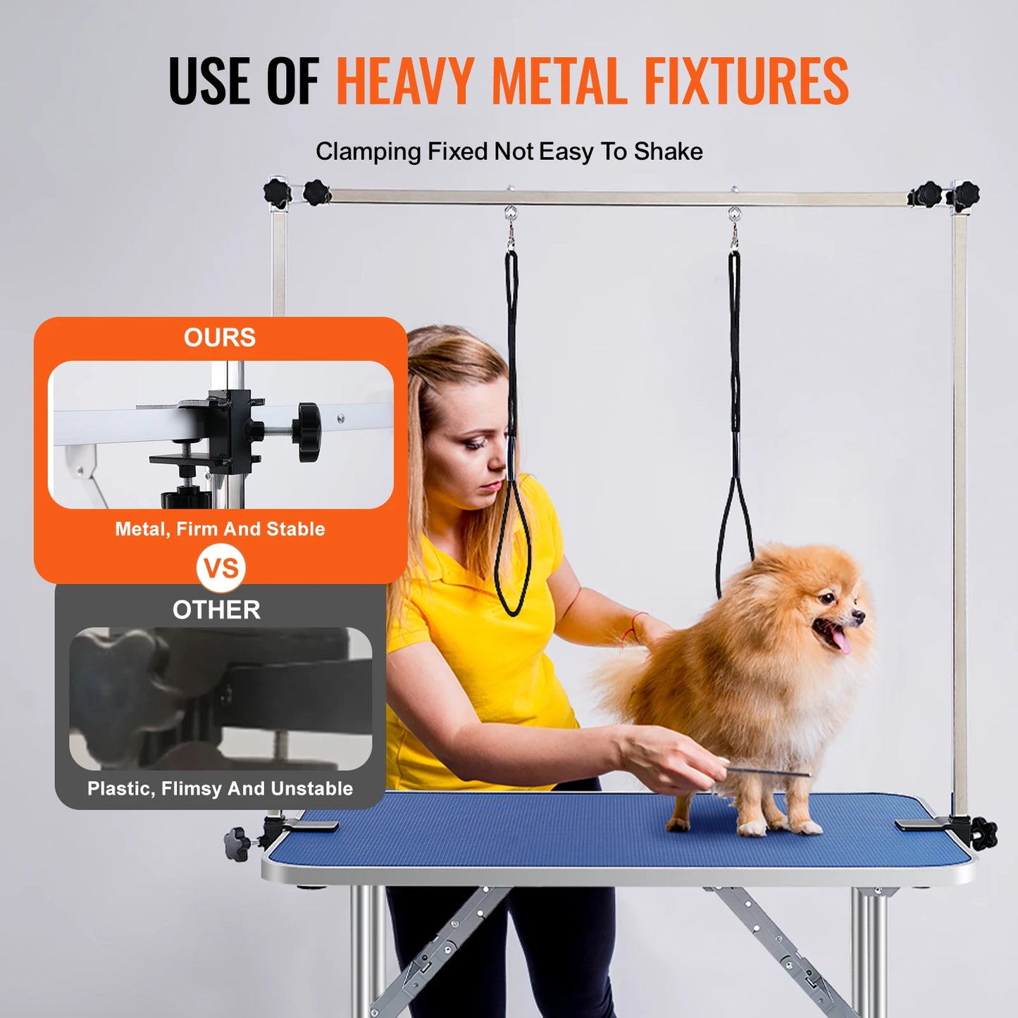 Grooming Table With Dual Arms And Clamp For Dogs Foldable