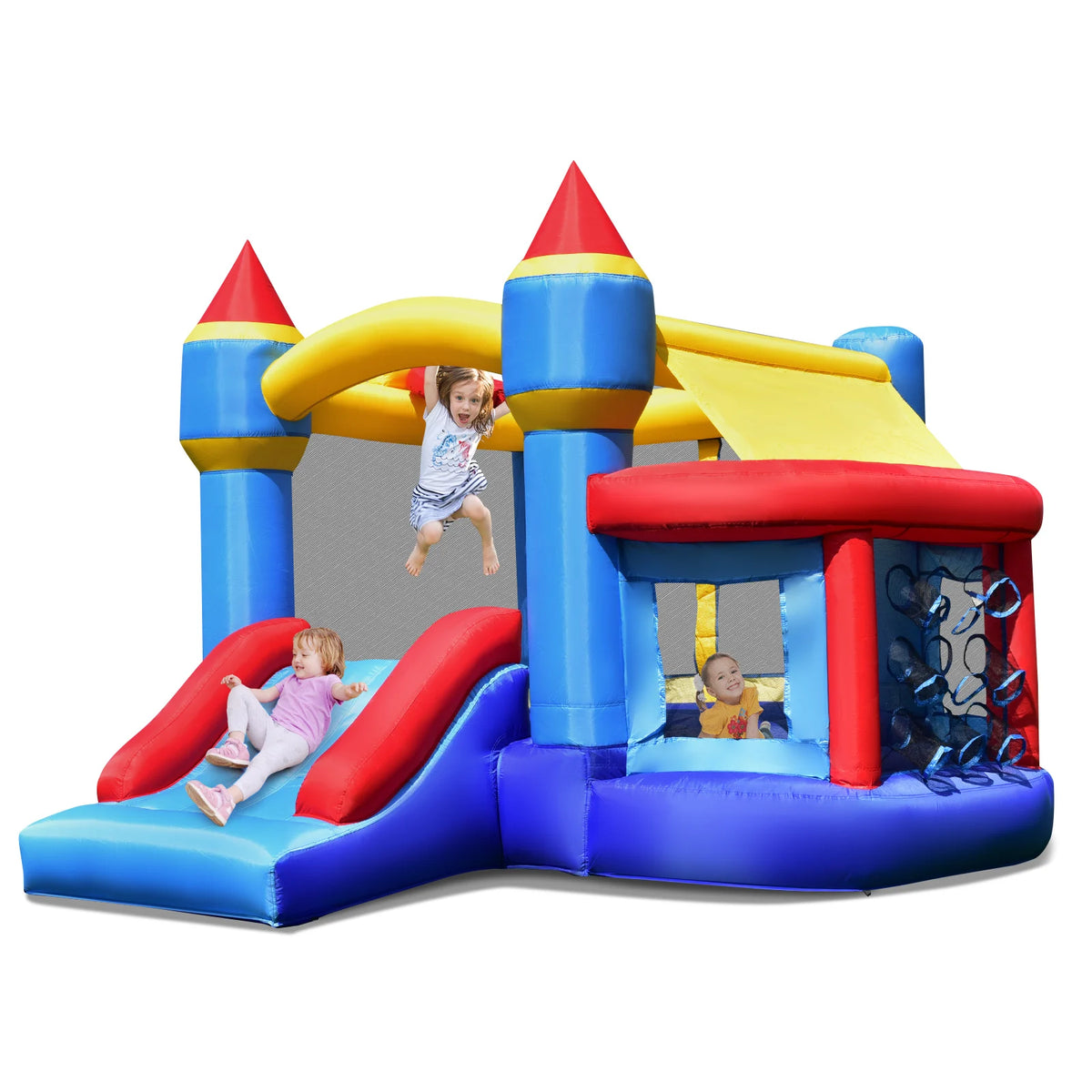 Multigot Inflatable Bounce House With Castle Slide And Basketball Hoop