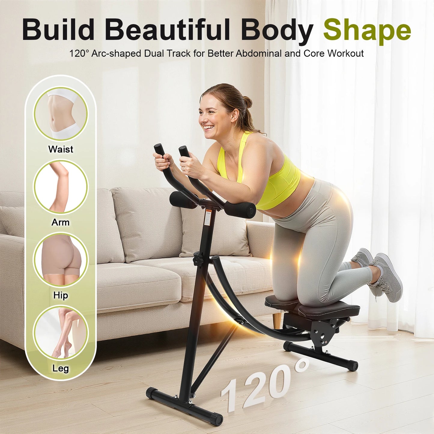 Ab Machine With LED Display 3-Level Adjustable Foldable Home Gym