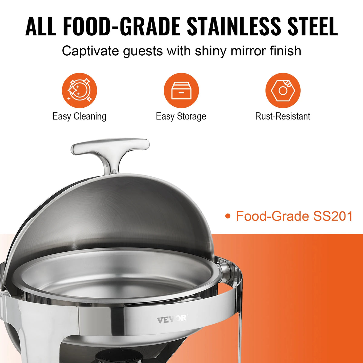 SucceBuy Stainless Steel Roll Top Chafing Dish Buffet Set