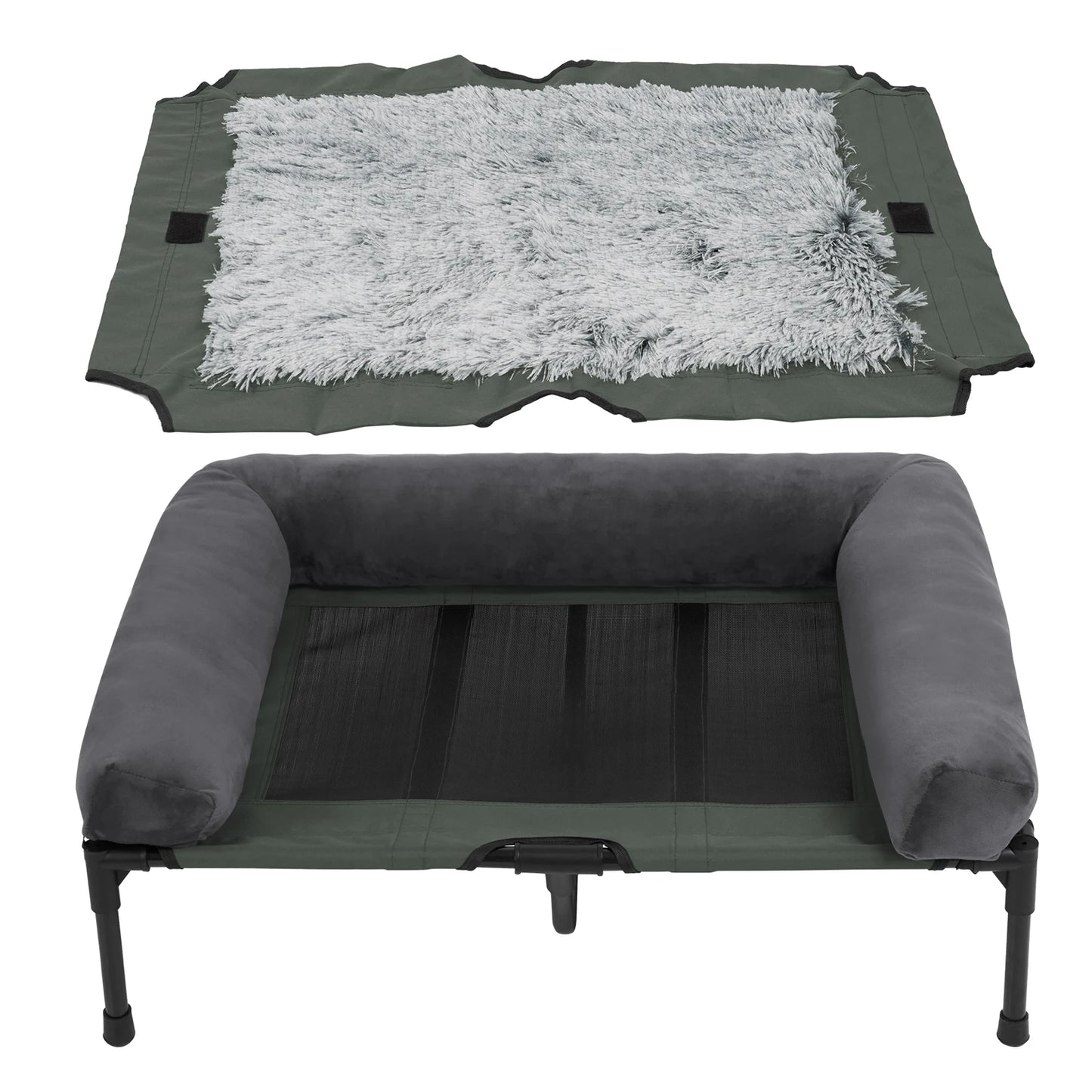 BINGOPAW Elevated Outdoor Indoor Dog Bed With Detachable Bolster