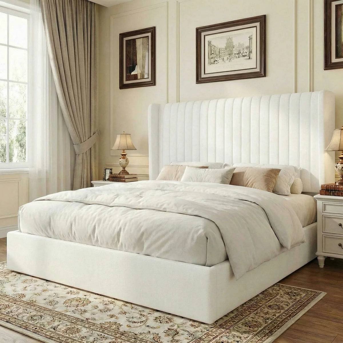 HOOMIC Upholstered Lift Up Storage Bed Frame With Hydraulic Support