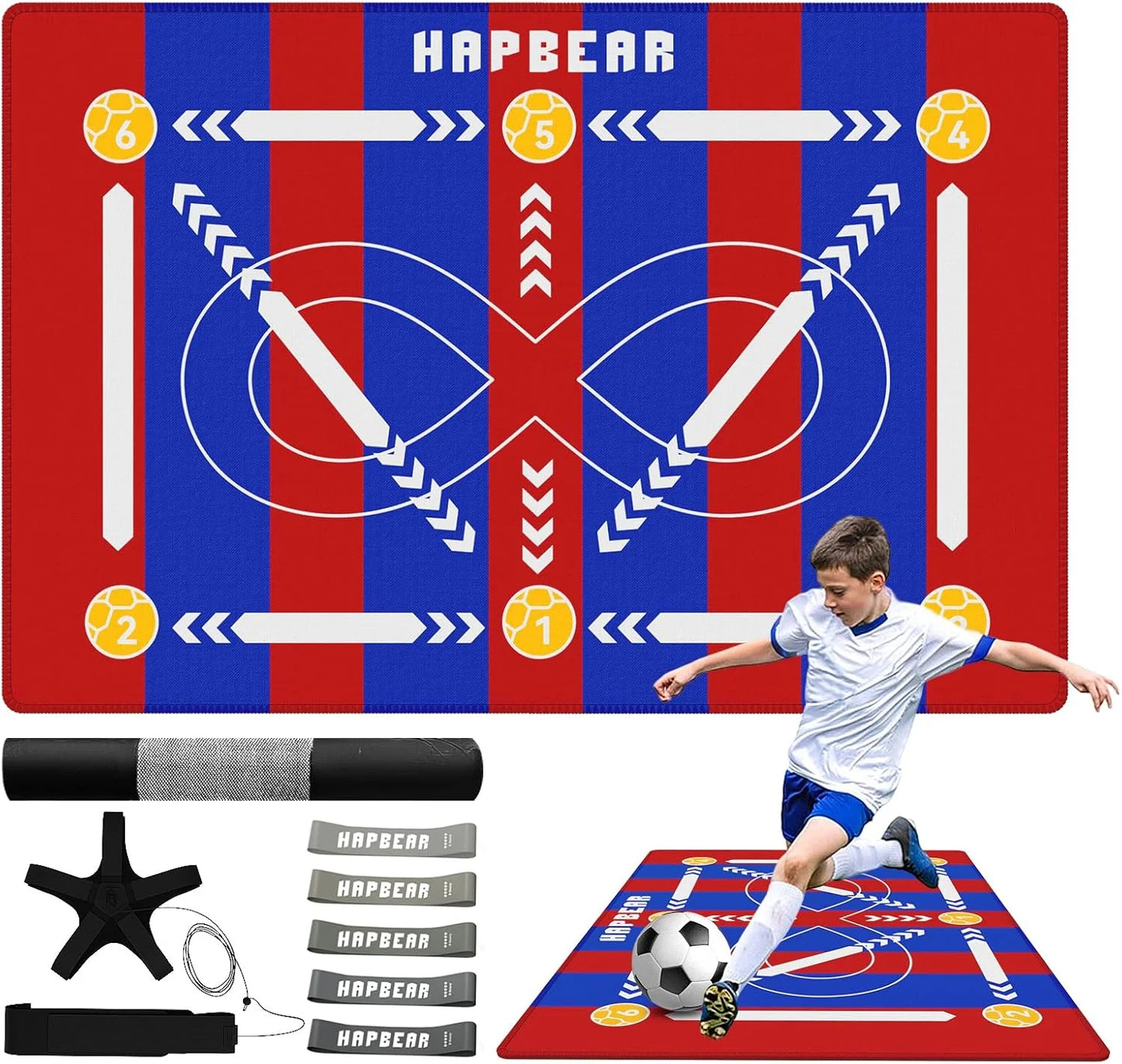 HAPBEAR Soccer Training Mat Anti Slip Footwork And Ball Mastery