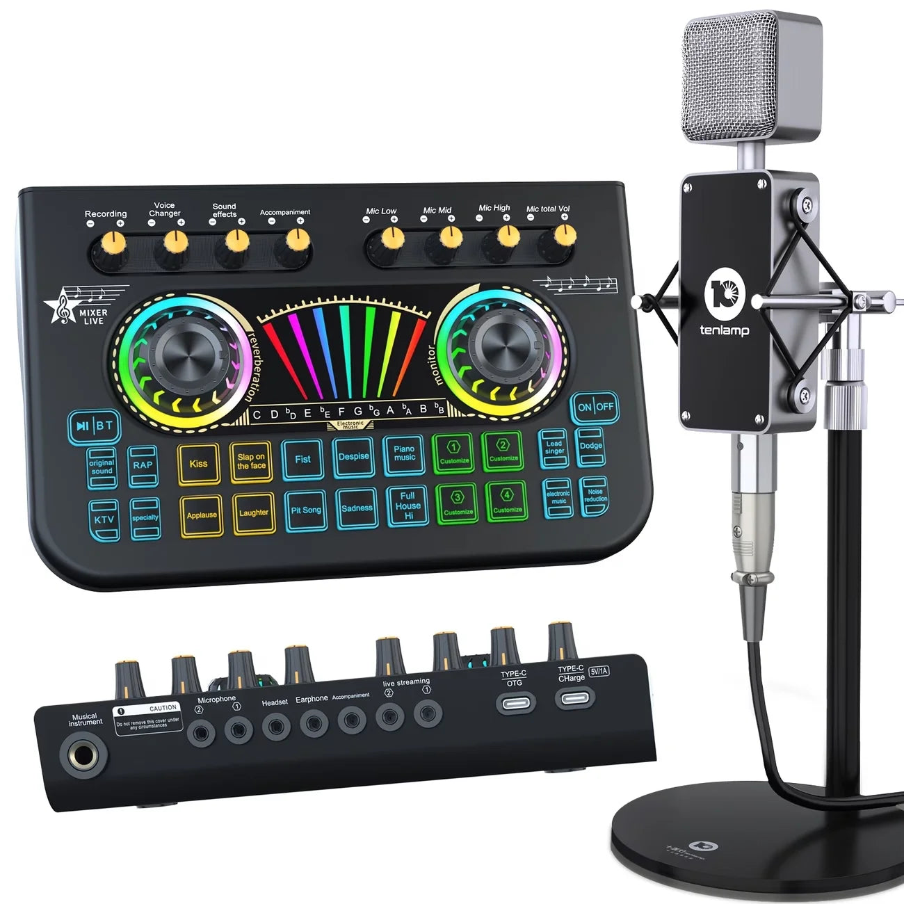 Tenlamp Mic Mixer Set for Podcast Streaming and DJ Studio
