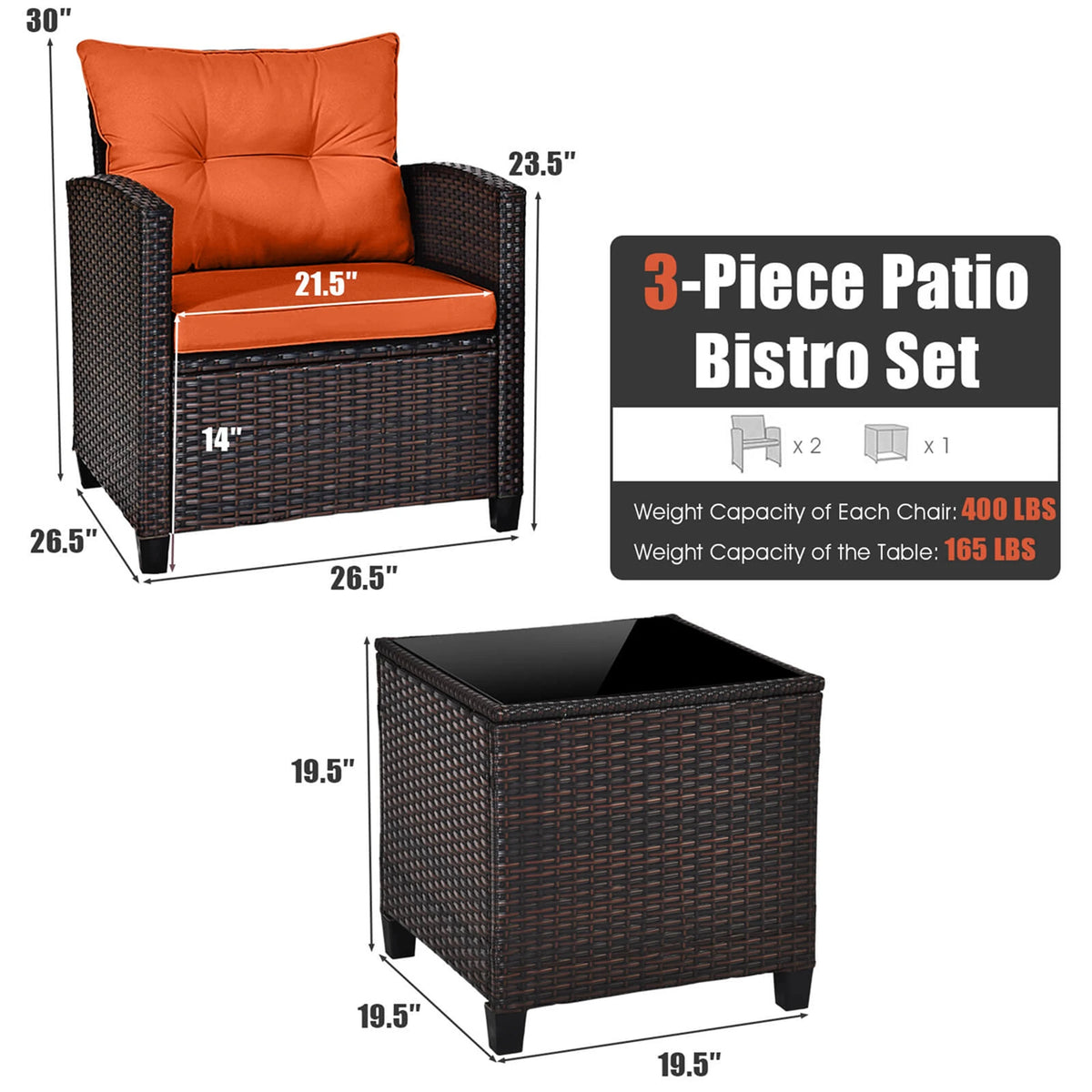 Homasis Rattan Patio Furniture Cushioned Outdoor Conversation Set