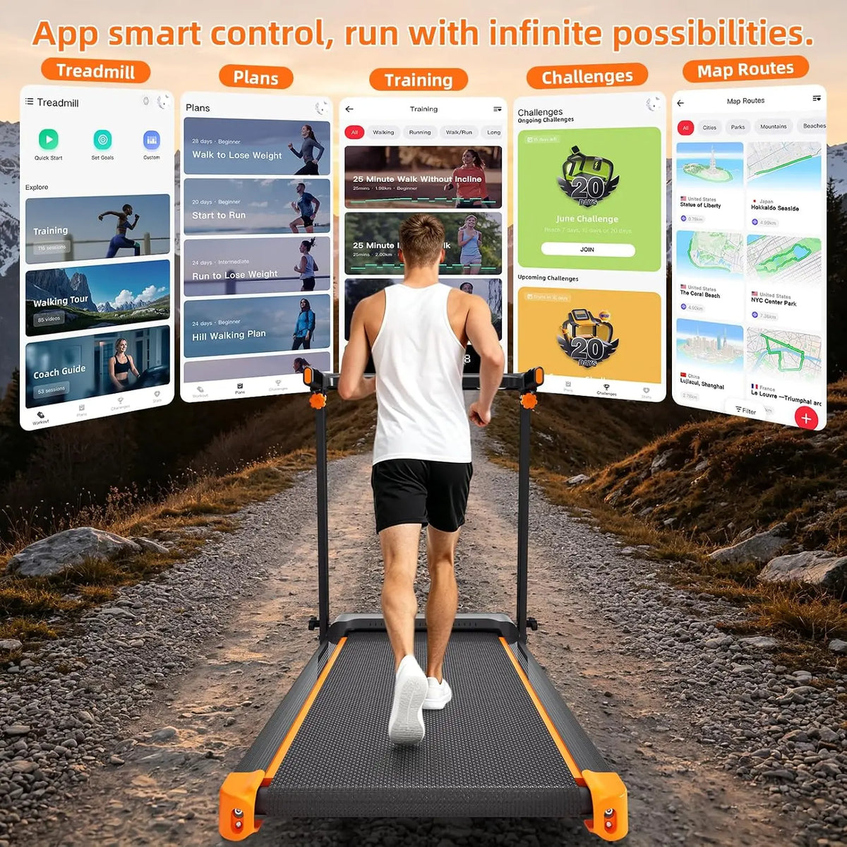Folding Walking Pad Treadmill with 12 Percent Incline and App