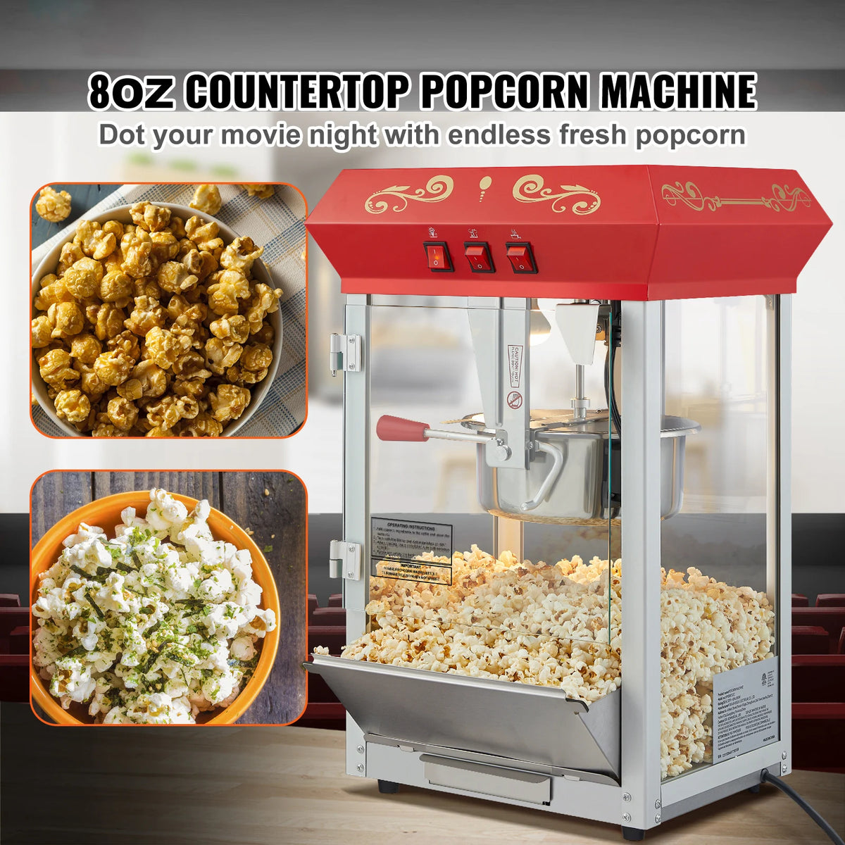 Succebuy Automatic Electric Commercial Popcorn Maker With Serving Spoon