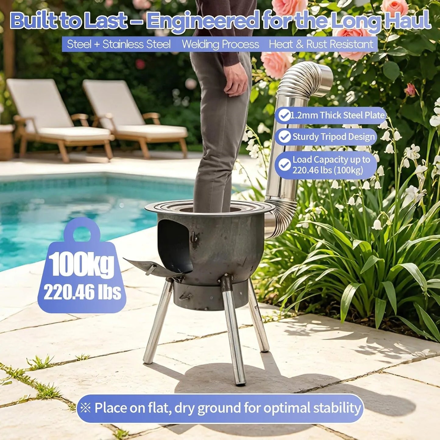 Bymaocar Wood Burning Stove With Grill Rack For Outdoor Cooking