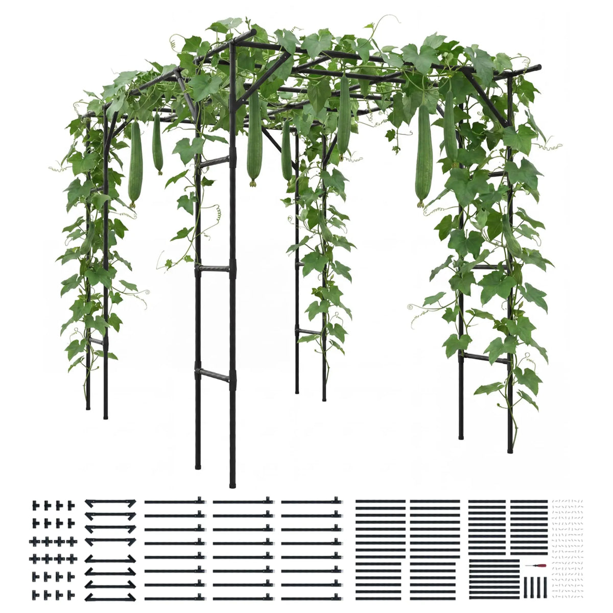 HiMiss Metal Garden Arch Trellis For Outdoor Climbing Plants