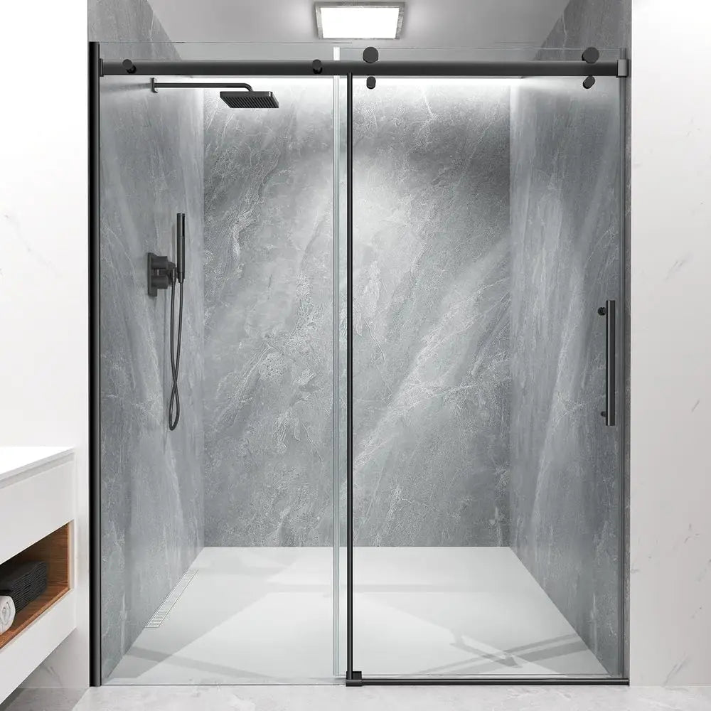 Reversible Single Panel Sliding Shower Door With Tempered Glass