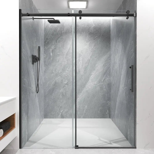 Reversible Single Panel Sliding Shower Door With Tempered Glass