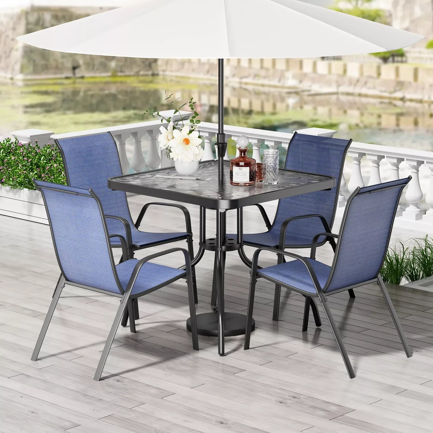 AuAg Patio Dining Set 5 Pieces All Weather Outdoor Furniture