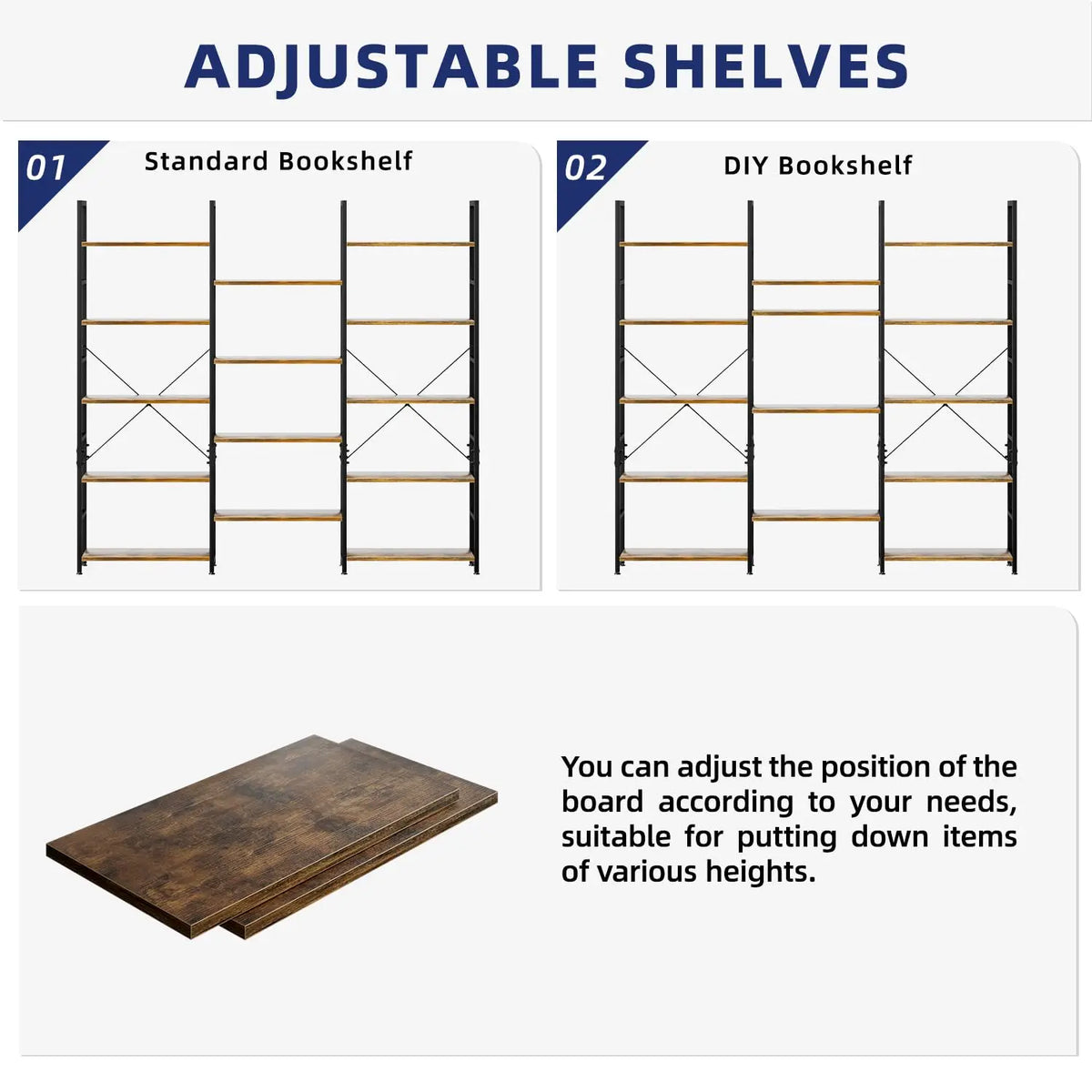 Modern 14 Shelf Laminated Bookcase With Open Floor Storage