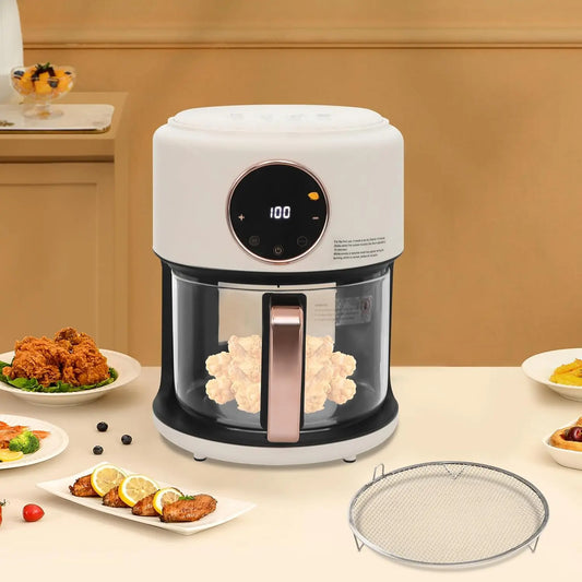 Portable Glass Air Fryer With 8 Presets And Digital Display